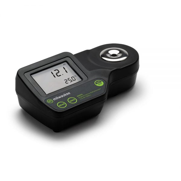 Milwaukee MA872 Digital refractometer for Fructose with a 0 to 85% MASS Fructose range and +/- 0.2 percent accuracy.