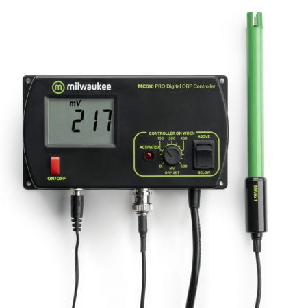 Milwaukee MC510 PRO Digital Redox ORP Controller ideal for aquariums, swimming pools and spas, and other water quality monitoring uses.