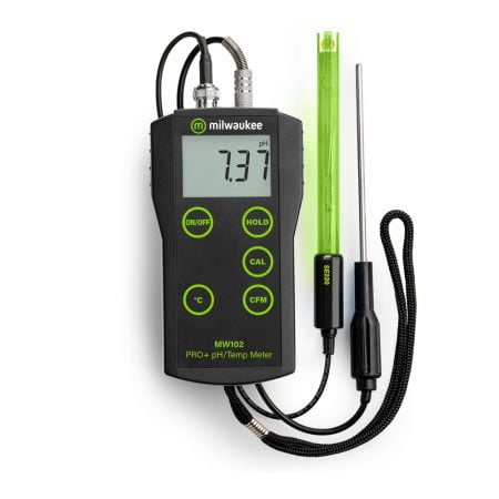 pH meter with extended pH range up to 16.00 pH and resolution 0.01 pH.
