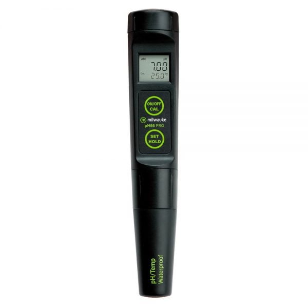 Milwaukee Instruments pH56 IP65 Waterproof pH tester with extended range from -2.00 to 16.00 pH.