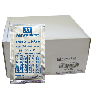1413 µS/cm conductivity solution is available in 20ml sachets for Conductivity meter calibration.