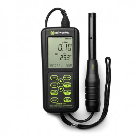 Milwaukee Instrument MW306 waterproof portable meter, data logger for EC/TDS/NaCl/Temperature.