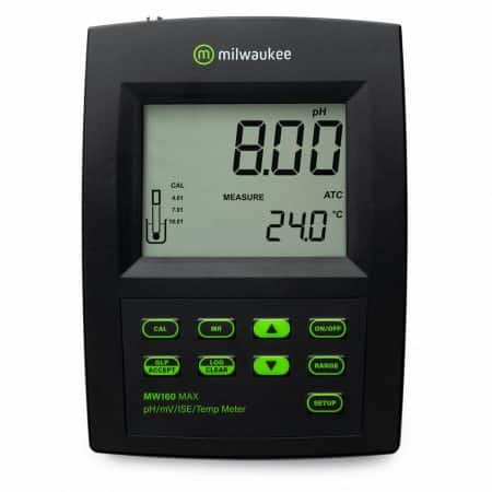 Milwaukee MW160 MAX pH/ORP/ISE/Temp Logging Bench Meter ideal for laboratories, wine makers, food processing and other applications.