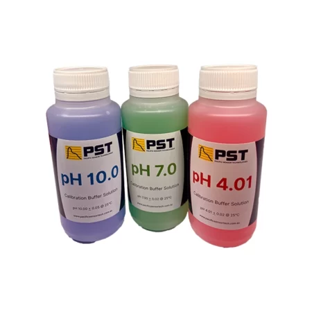 pH buffer solution kit includes 250ml bottles.