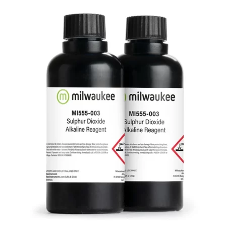 Milwaukee Instruments Mi555-003 alkaline reagent required for determination of total sulfur dioxide in wine using the MI455 Mini Titrator.